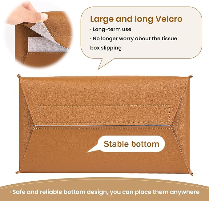 Long Tissue Box Cover, PU Leather Tissue Holder Rectangle, Facial Paper - Image 3