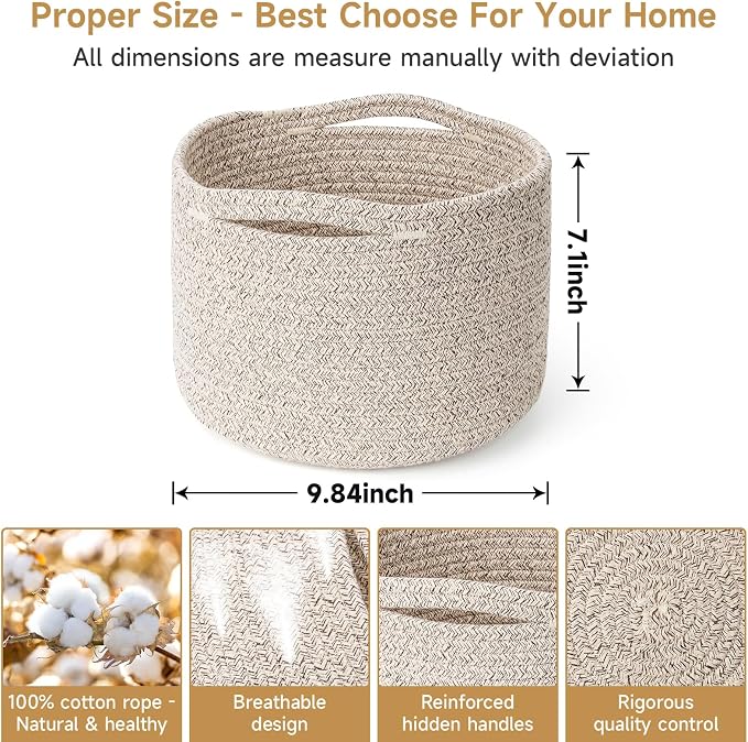 Small Rope Baskets for Storage, Baskets for Gifts Empty, Cute Round Woven Basket - Image 2