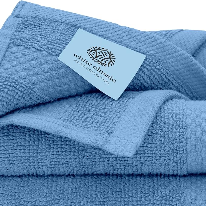 White Classic Luxury Cotton Washcloths 13x13 Inch - Image 5