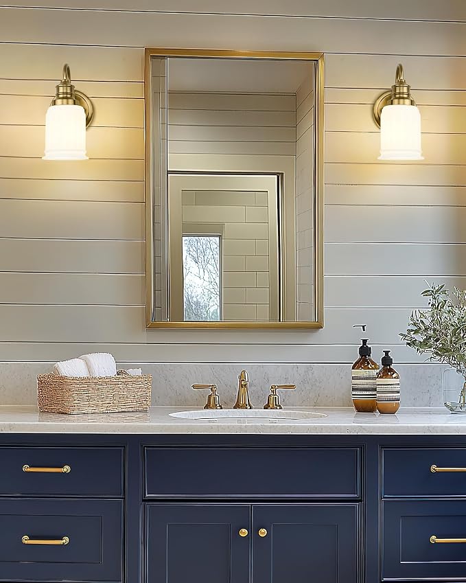 Modern Wall Sconces Set of Two, HWH Brushed Gold Bathroom Vanity Light - Image 7