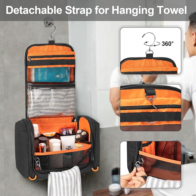 Tactical Toiletry Travel Bag for Men, Hanging Dopp Kit Hygiene Bag Shower - Image 5