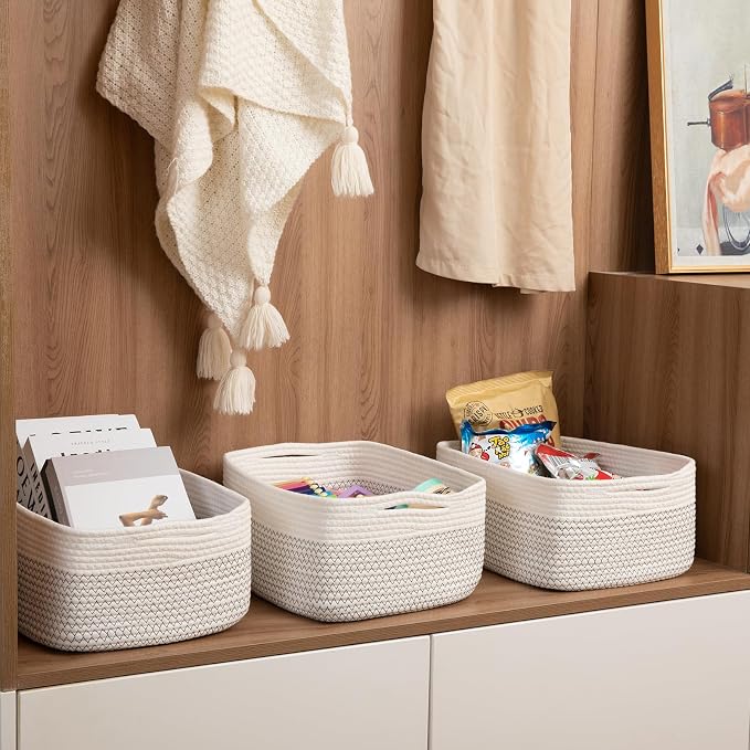 Storage Baskets for Organizing 3 Pack, Woven Baskets for Shelves, Closet - Image 5