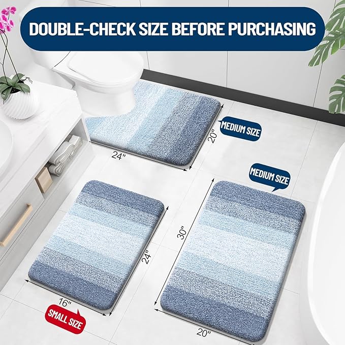 OLANLY Bathroom Rugs Sets 3 Piece, Soft Absorbent Microfiber Bath Mats and - Image 3