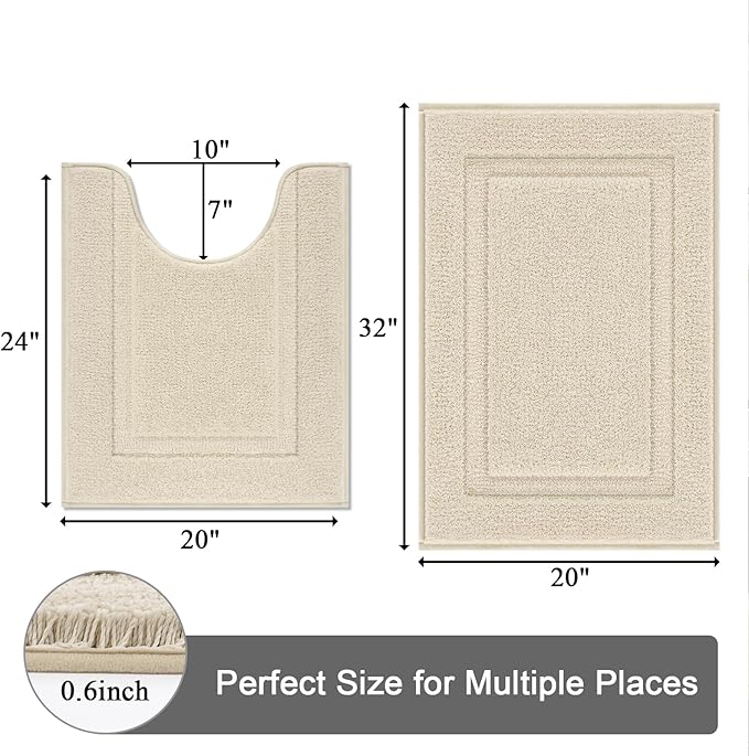 SHACOS Soft Absorbent Bathroom Rugs Set of 2 Pieces - Image 2