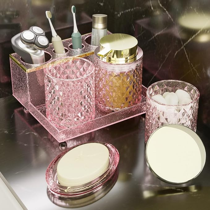 Glass Bathroom Accessories Set 5Pcs Crystal - Image 6