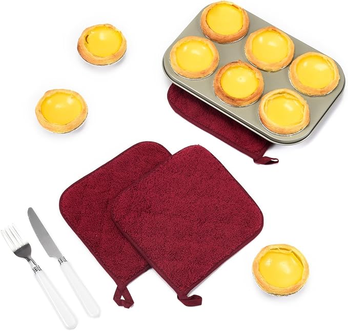 100% Cotton Kitchen Everyday Basic Terry Pot Holder Heat Resistant Coaster - Image 9