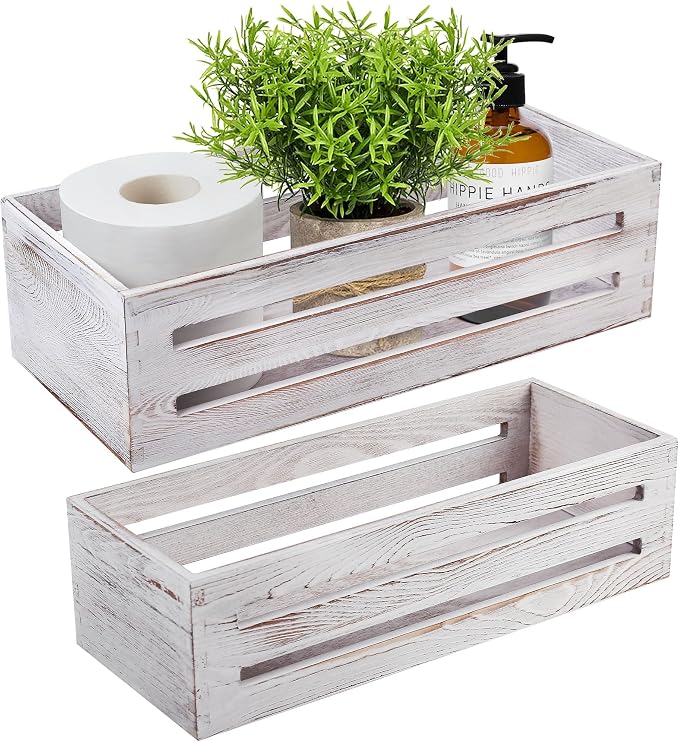 LotFancy Bathroom Decor Box, 2 Pack Wooden Toilet Paper Holder, Farmhouse by LotFancy