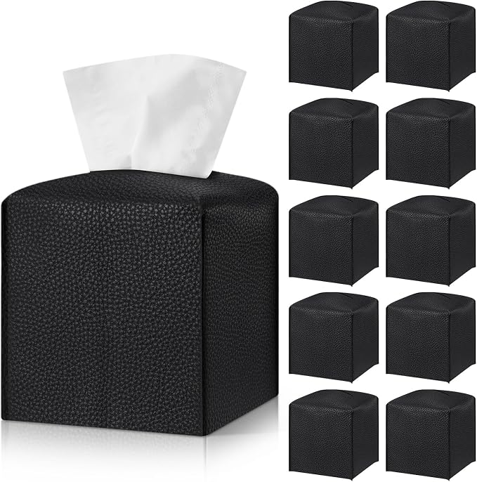 Honeydak 10 Pcs Tissue Box Cover Square Modern PU Leather Tissue Box Holder by Honeydak