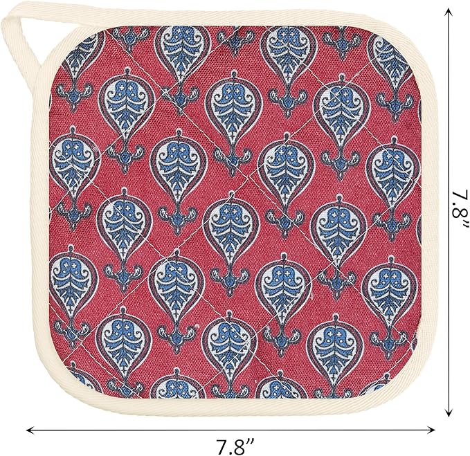 6 Pack Pot Holders 100% Cotton Heat Resistant Potholder, Machine Washable Pot - Image 2
