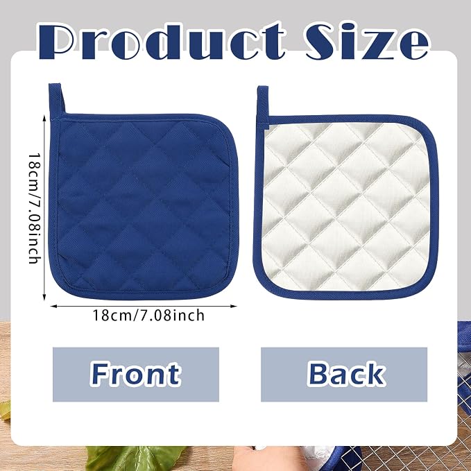 Bokon 24 Pcs Pot Holders for Kitchen, Heat Resistant Cotton Hot Pad Oven Mitts - Image 2