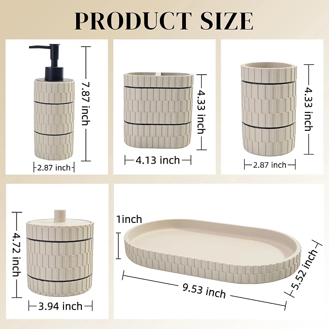 Bathroom Accessory Set, 6 Piece Bathroom Essentials Sets Accessories, Soap - Image 2
