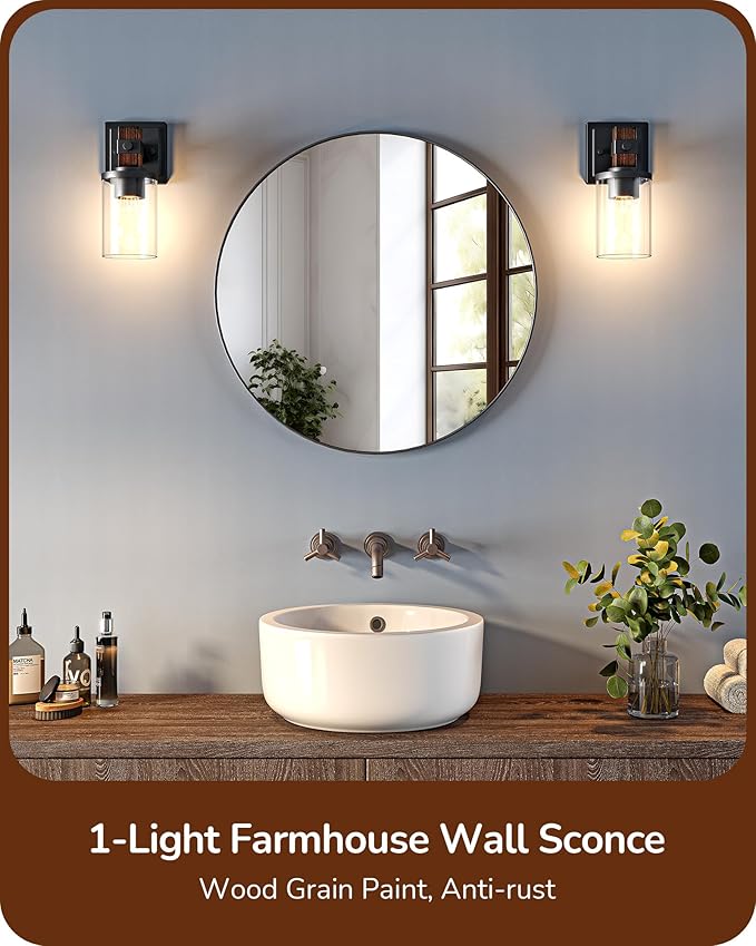 EDISHINE Wall Sconces Set of 2, Farmhouse Vanity Light Fixtures - Image 3