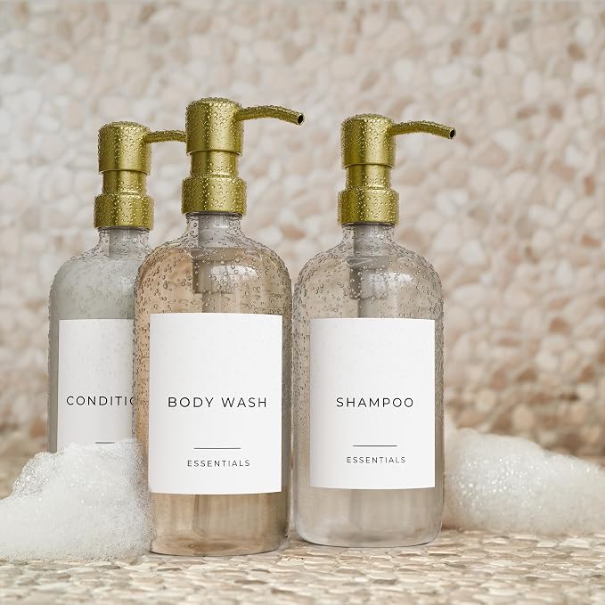 Stylish Shampoo and Conditioner Dispenser Set of 3 - Image 6