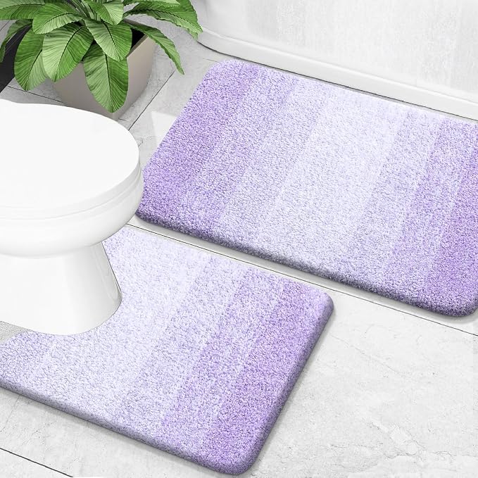 OLANLY Bathroom Rug Set 2 Piece, Soft Absorbent Microfiber Bath Mats and by OLANLY
