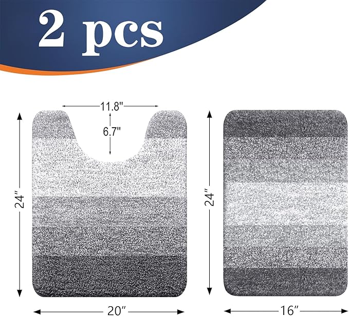 OLANLY Bathroom Rug Set 2 Piece, Soft Absorbent Microfiber Bath Mats and - Image 2