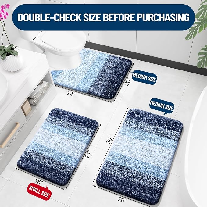 OLANLY Bathroom Rugs Sets 3 Piece, Soft Absorbent Microfiber Bath Mats and - Image 3