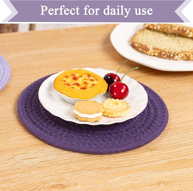 SHACOS 8 Inches Trivets for Hot Dishes, 4 Pieces Cotton Trivets Mats for Kitchen - Image 6