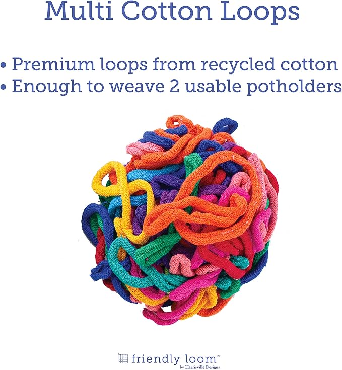 Friendly Loom | 7” Traditional-Sized Multicolor Potholder Weaving Loops | Craft - Image 4
