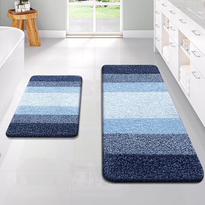 OLANLY Bathroom Rug Set 2 Piece, Soft Absorbent Microfiber Bath Rug Set by OLANLY