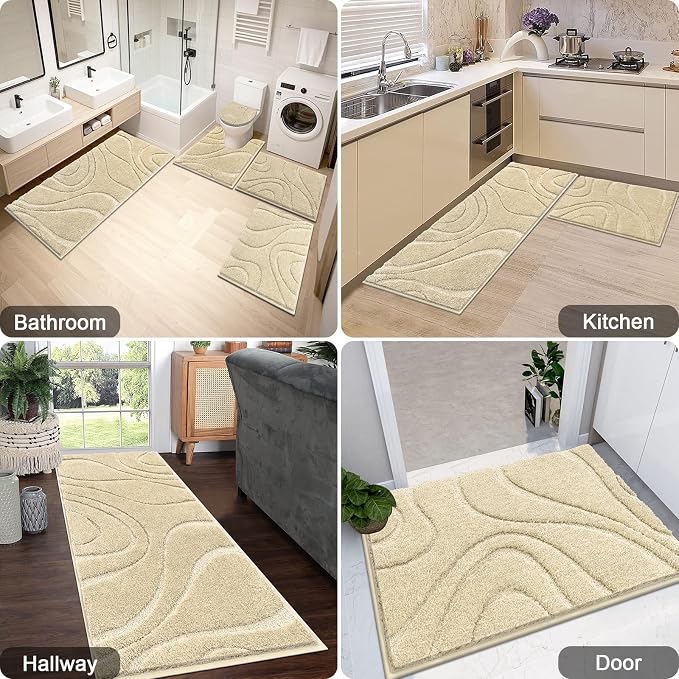 HEBE Bathroom Rugs Sets 5 Piece, Soft Absorbent Microfiber Bath Mat - Image 8