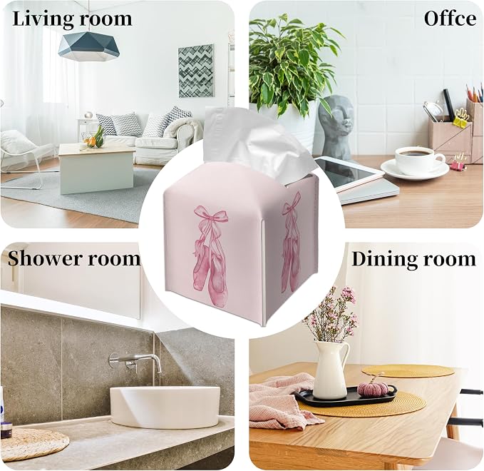 Grace Yonks Cute Pink Ballet Shoes Tissue Box Cover Square, Cube Case - Image 6