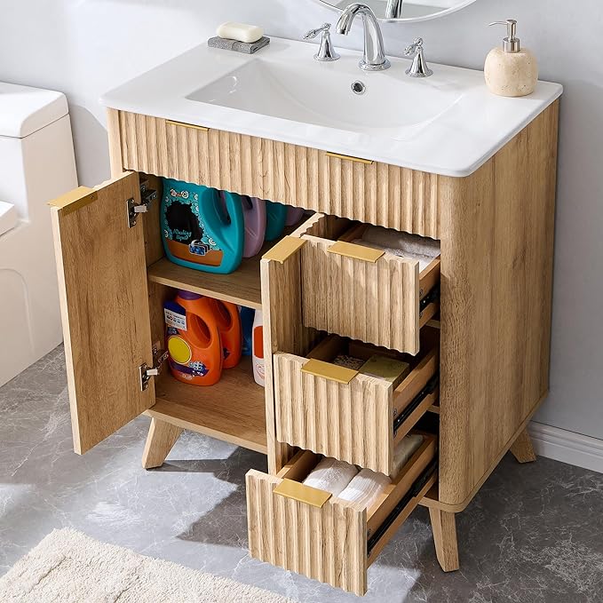 T4TREAM 30" Fluted Bathroom Vanity - Image 6