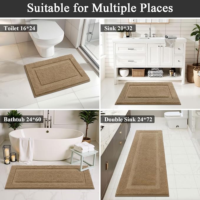 SHACOS Soft Fluffy Bathroom Runner Rugs Set of 3 Bath Mats - Image 9