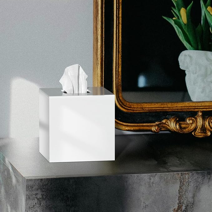 FEMELI Tissue Box Cover, Square Acrylic Tissues Paper Holder - Image 8