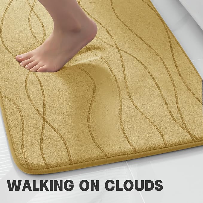 YIHOUSE Memory Foam Beige Bathroom Rug Sets 5 Piece, Ultra Absorbent Bath Mat - Image 4