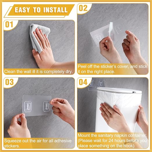Mifoci 3 Pieces Sanitary Napkins Receptacle Plastic Wall Mounted Tampon - Image 3
