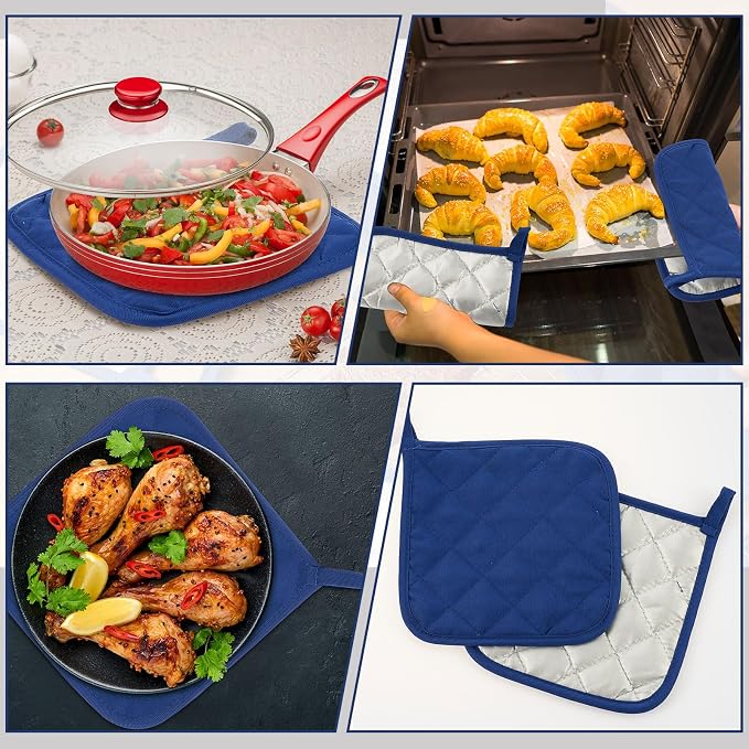 Bokon 24 Pcs Pot Holders for Kitchen, Heat Resistant Cotton Hot Pad Oven Mitts - Image 4