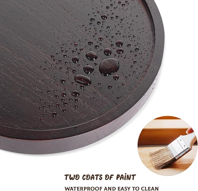Round Decorative Tray Wood Bathroom Counter Organizer Farmhouse Kitchen Decor - Image 5