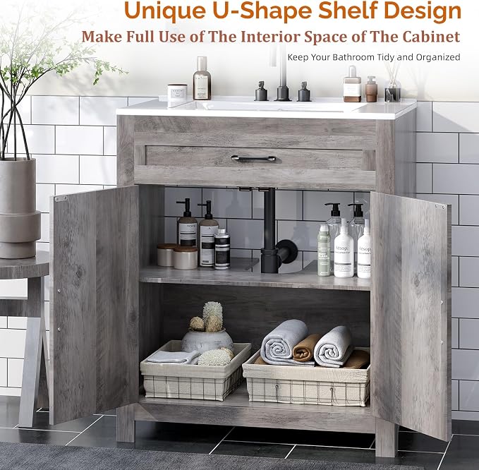 VINGLI 30" Farmhouse Bathroom Vanity - Image 5