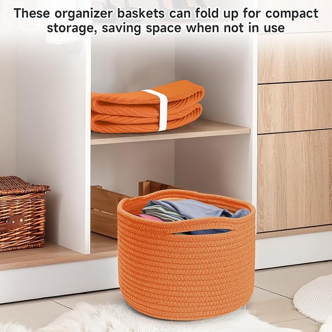 Small Rope Baskets for Storage, Baskets for Gifts Empty, Cute Round Woven Basket - Image 5