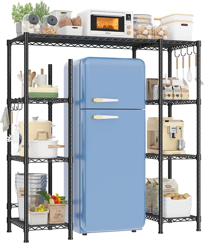 REIBII Mini Fridge Stand, Small Refrigerator Storage Shelves, 4 Tier by REIBII
