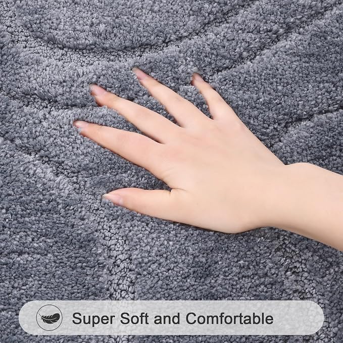 HEBE Bathroom Rug Sets 3 Piece, Non Slip Shower Mats - Image 3
