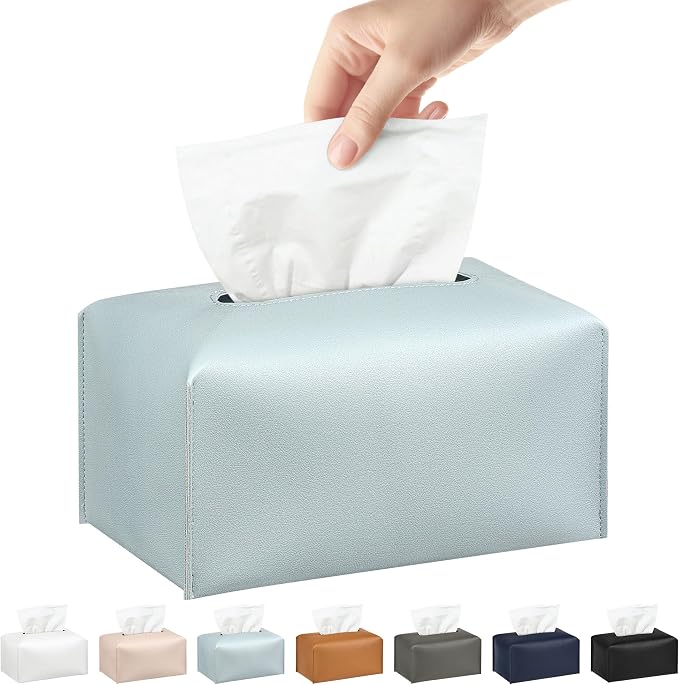 Long Tissue Box Cover, PU Leather Tissue Holder Rectangle, Facial Paper by DecorateYourHome