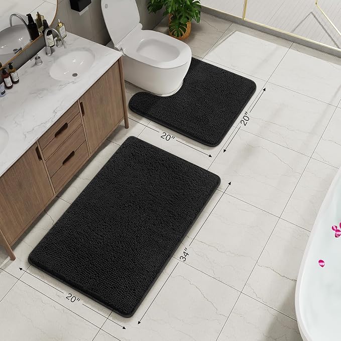 AROGAN Bathroom Rug Sets 2 Piece, Machine Washable Bath Rug Set, Absorbent and - Image 3