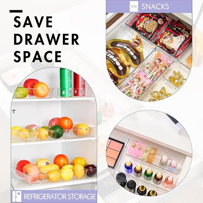 HOUSE DAY Desk Drawer Organizer Bins 4 PCS, 9*3*2" Clear Drawer Organizers - Image 4