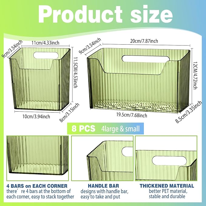 8 Pcs Storage Organizer Bins Wall Mounted Organizer Basket Plastic Cabinet Door - Image 2