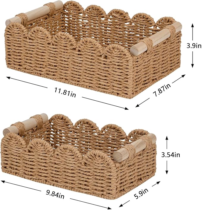 CubesLand Toilet Paper Storage Organizer Basket, Scalloped Decorative Baskets - Image 7