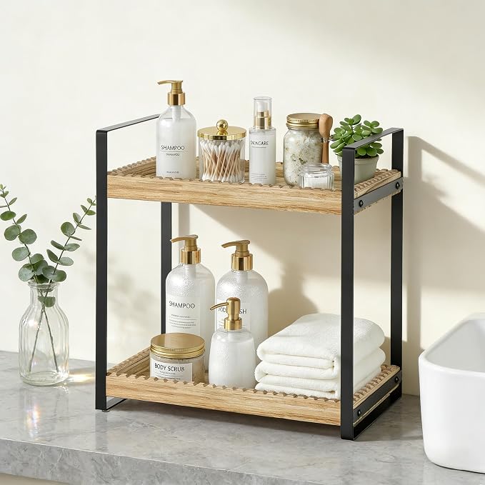 2 Tier Bathroom Organizers and Storage, Farmhouse Countertop Organizer - Image 4