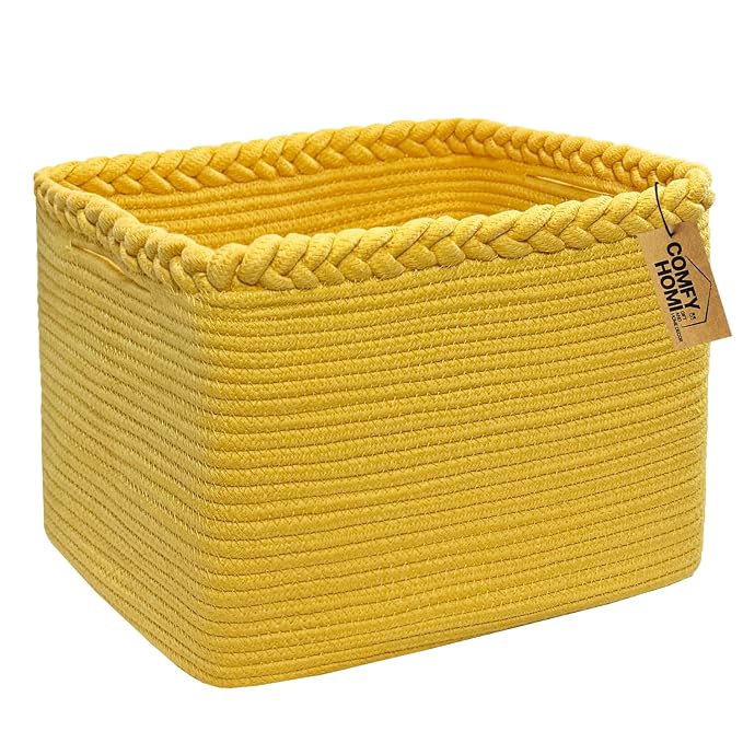 COMFY-HOMI Square Woven Cotton Rope Basket by COMFY-HOMI