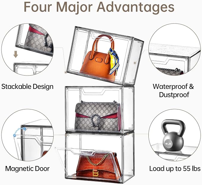 Purse Organizer for Closet, Purse Storage Box - Image 3