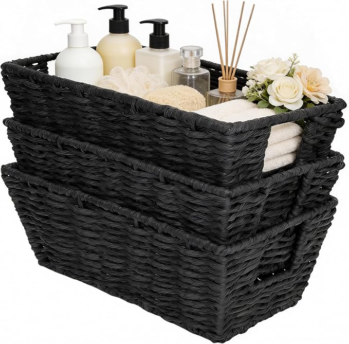 Paper Rope Storage Baskets for Shelves Organizing, Small Hand Woven Wicker - Image 6