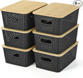 Plastic Storage Baskets With Bamboo Lid by OHMLOVE