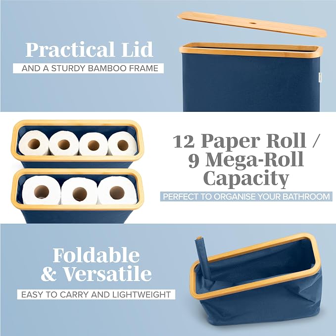 LONBET Toilet Paper Storage for 12 Rolls, Stackable & Foldable - Image 2