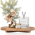 Round Decorative Tray Wood Bathroom Counter Organizer Farmhouse Kitchen Decor by zoocatia