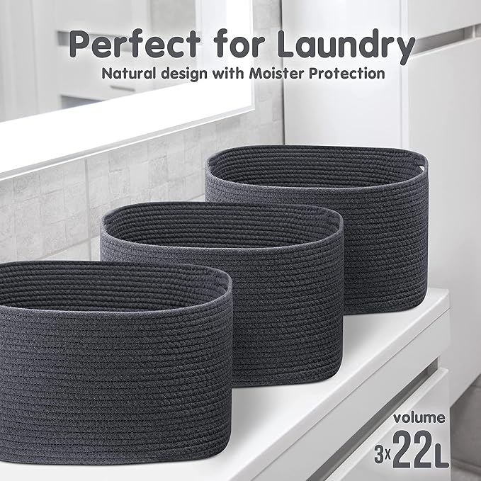 CHAT BLANC Cotton Rope Baskets for Organizing | Storage Baskets for Shelves | - Image 7