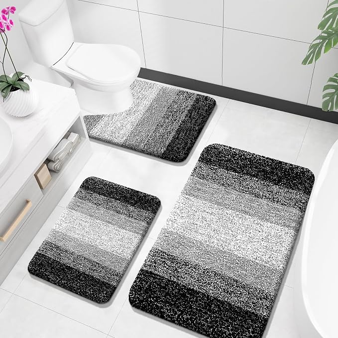 OLANLY Bathroom Rugs Sets 3 Piece, Soft Absorbent Microfiber Bath Mats and by OLANLY